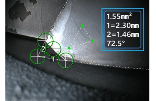 區(qū)域與測(cè)量平面配合，測(cè)量葉尖掉塊的大小
